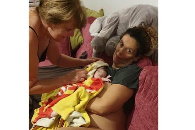 Angharad, her mother-in-law and baby Esmae.