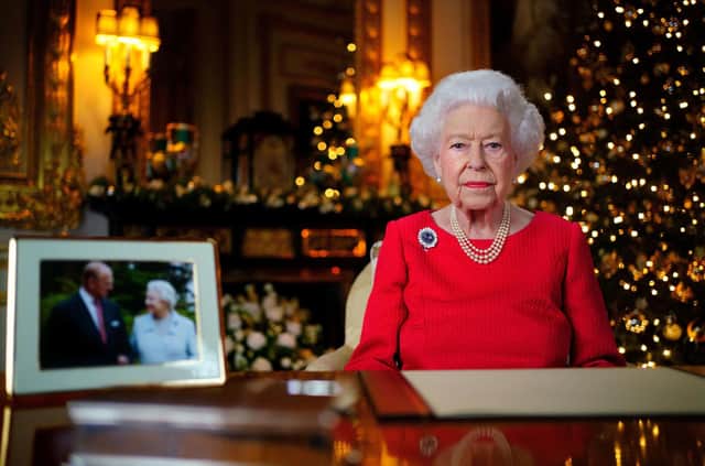 Queen Elizabeth II records her annual Christmas broadcast in the White Drawing Room in Windsor Castle, Berkshire. Picture: Victoria Jones/PA Wire