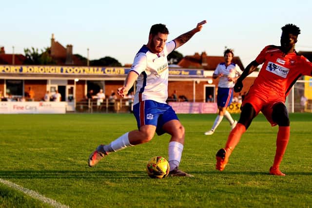Bradley Lethbridge, left, in action against Portchester. Picture: Tom Phillips