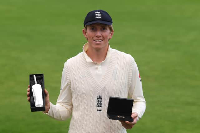 Zak Crawley with his player of the match award at The Ageas Bowl earlier this week. Crawley will be back in action for Kent against Hampshire in the T20 Blast at Canterbury on Thursday.Photo by Stu Forster/Getty Images for ECB.