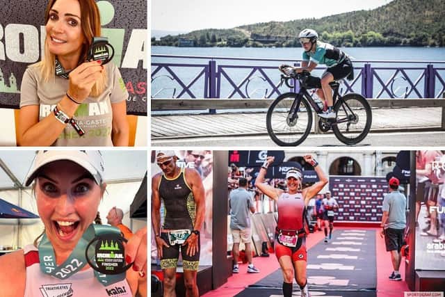 Lisa Phipps (top) and Leeanne Barber finished an ironman challenge