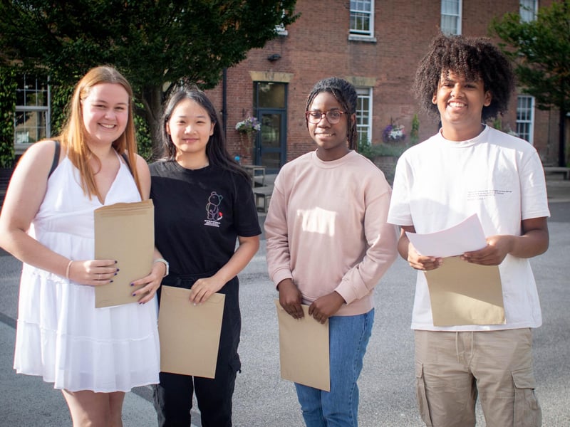 A-level results 2024 at Portsmouth Grammar school, Portsmouth on Thursday, August 15, 2024Pictured: Lara Brown, 'Tracy Bui, Mercy Ajayi and Ebenezer AabrahaPicture: Habibur Rahman