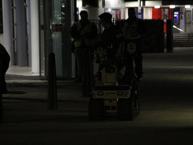 A 'suspicious package' was disposed of by the bomb squad at The Hard in Portsmouth last night. Picture: Jack