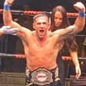 Mickey Parker lets out a roar after being crowned BKB British cruiserweight champion