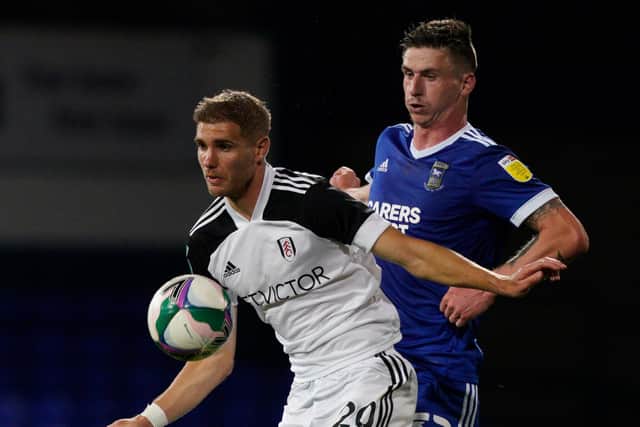 Oliver Hawkins in action for Ipswich against Fulham in the Carabao Cup. Picture: WILL OLIVER/POOL/AFP via Getty Images