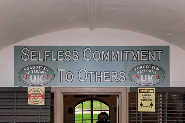 The mission statement at the Forgotten Veterans UK's base at Fort Cumberland. Picture: Mike Cooter (011221)