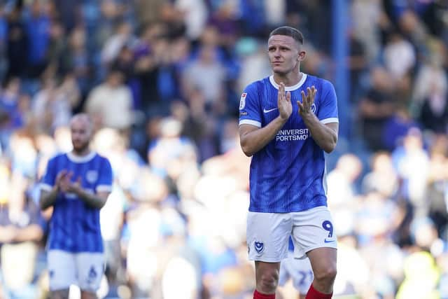 Frustration for Colby Bishop and his Pompey team-mates after being unable to break down Cheltenham in a goalless draw. Picture: Jason Brown/ProSportsImages