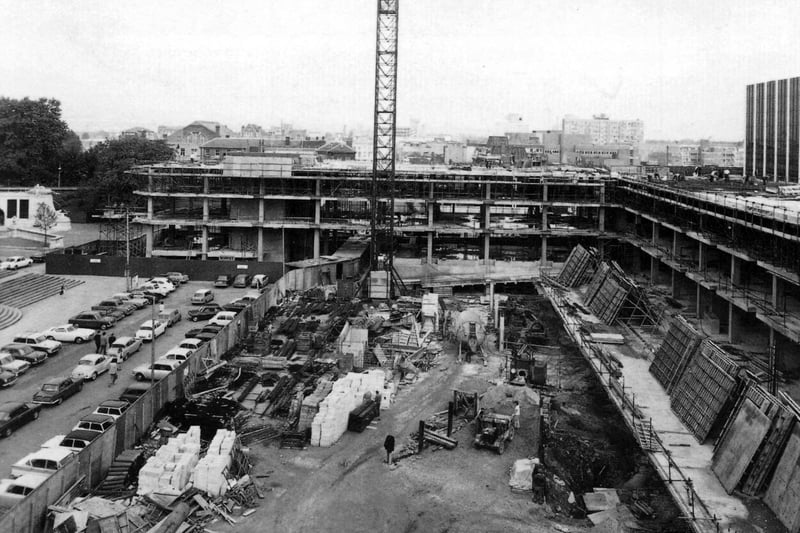 The civic offices under construction in the new-look Guildhall Square in 1973.