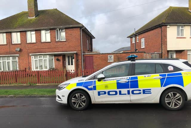 Police in Harwood Road, in Bridgemary, Gosport. Picture: Millie Salkeld