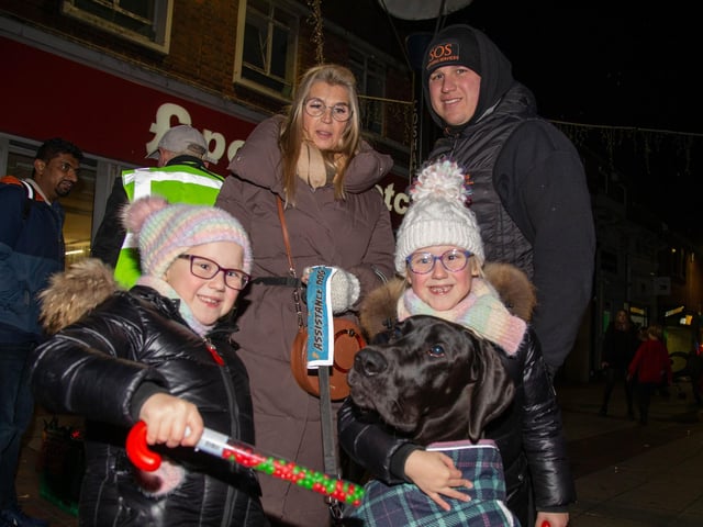 Vanessa and Callum Palmer with their daughters, Harper and Hallie, and Presley the dog