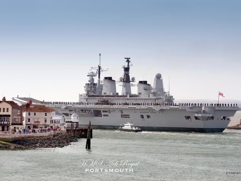HMS Ark Royal sailing past Spice Island May 2010. Picture: Paul Costen