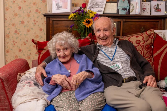 Maisie Smith celebrating her 103rd birthday on Wednesday 21st December 2022
Pictured: Maisie Smith with her son, Robin Bartlett at her home in Fratton, Portsmouth
Picture: Habibur Rahman