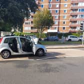 A car fire in Bellevue Terrace, Southsea, on October 6, 2021