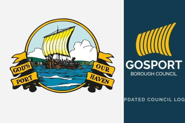 Gosport Borough Council's logo, and right, the proposed new one