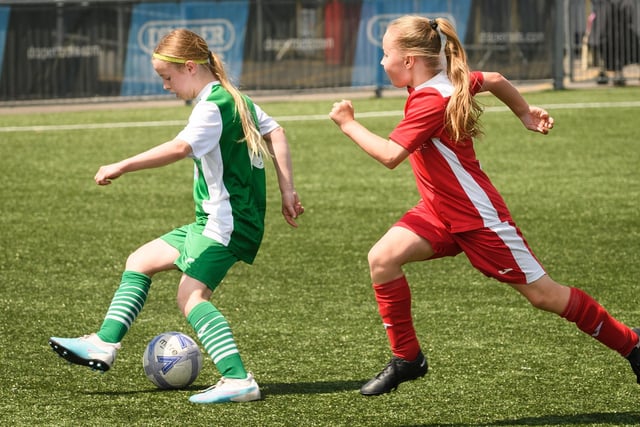 Girls' football action from the Havant & Waterlooville Summer Tournament. Picture: Keith Woodland (030621-170)