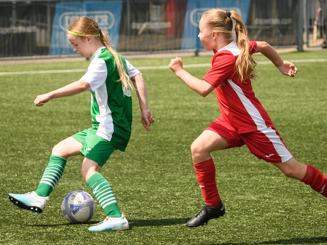 Girls' football action from the Havant & Waterlooville Summer Tournament. Picture: Keith Woodland (030621-170)