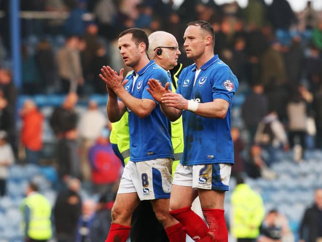 Michael Doyle and Ben Davies were room-mates and firm friends during their time at Pompey in the 2015-16 season. Picture: Joe Pepler