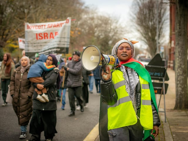 Pictured: Protestors walking down Bishop Crispian Way
Picture: Habibur Rahman