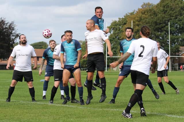 Action from Westleigh's (white) 6-3 Portsmouth Sunday League loss to Friends Fighting Cancer. Picture: Kevin Shipp