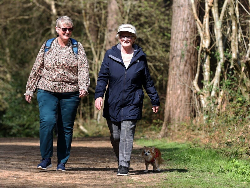 Pictured is Kim Carron and Mandy Cluett with dog Coco.
Picture: Sam Stephenson.