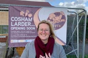 The Rev Amy Webb, vicar of Cosham and Wymering, at the site of the new Cosham Larder.