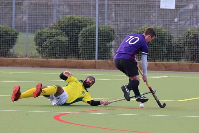 Portsmouth (purple) v Indian Gymkhana. Picture: Alan Duffy.