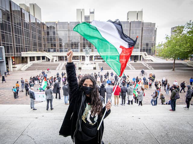 Jasmine Scaletta at the Palestine protest, Guildhall Square.

Picture: Habibur Rahman