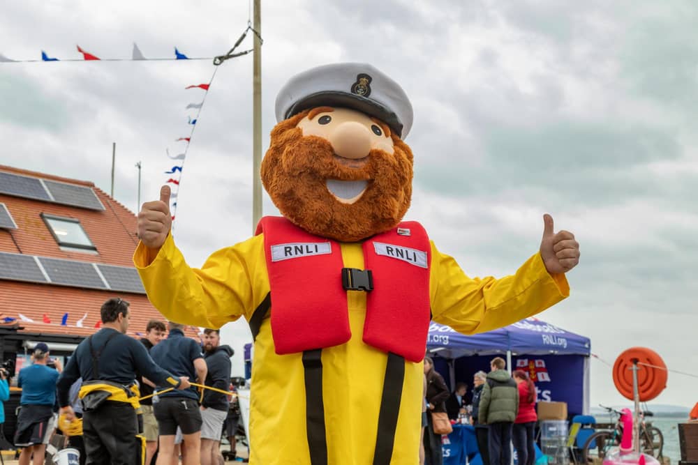 RNLI mascot 'Stormy Stan' at the open day at Langstone Harbour. The RNLI welcomed the public to showcase what they do on a day to day basis. Picture: Mike Cooter (310824)