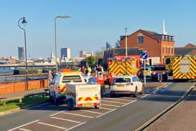 Emergency services were deployed to rescue a boy who was trapped in the mudflats at Priddy's Hard near Heritage Way, Gosport, yesterday evening. Picture: Alison Treacher.