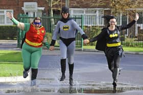 2015. Children in Need Day was a very special day for staff and pupils alike at the newly rebuilt 
Park Community School in Middle Park Way Leigh Park Havant.
(left to right) Jo Breedon (46), Allyson Davis (50),and Leeanne Wingham (33) 
Picture by:  Malcolm Wells (151113-1435)