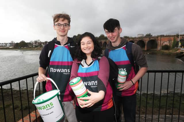 From left, Nathan Stock, Mary-Lou Collins and Ben Rance, all 16, on their walk
Picture: Sam Stephenson