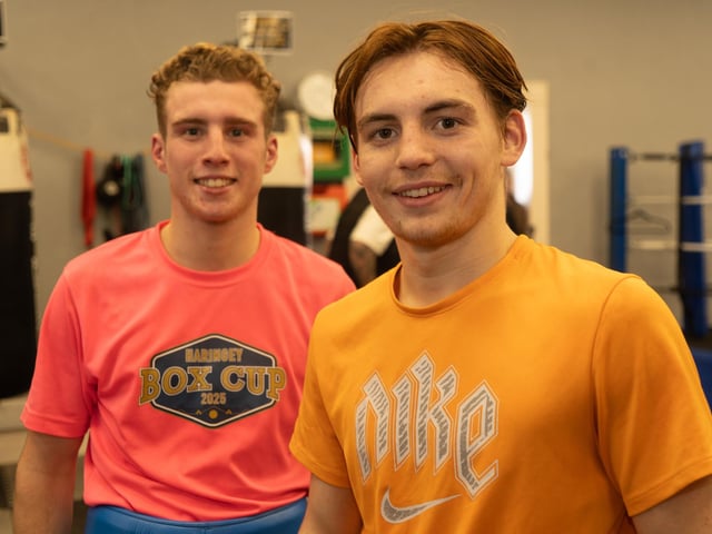 Boxers Dan Salmon, 21 & Oliver-Rae Wells 19 at Artful Dodgers Gym