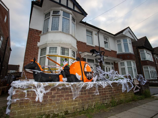 Dave and Louise Whitfield, along with a team of helpers have created a terrifying live action halloween maze in their own back garden. Pictured - Their house on Thurbern Road in Portsmouth has been transformed into the terrifying maze. Photos by Alex Shute