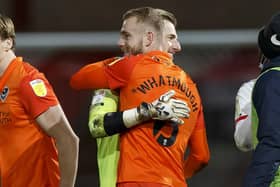 Jack Whatmough and Craig MaxGillivray embrace. Picture: Daniel Chesterton/phcimages.com