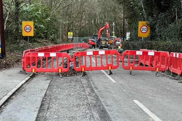 Drainage work on the Wickham to Portsmouth road