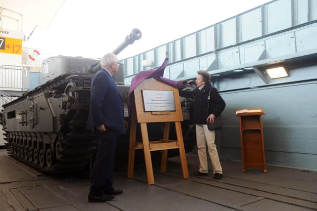 Her Royal Highness The Princess Royal visited the unique D-Day survivor LCT 7074 at the D-Day Story in Southsea, on Thursday, April 21.

Picture: Sarah Standing (210422-1974)