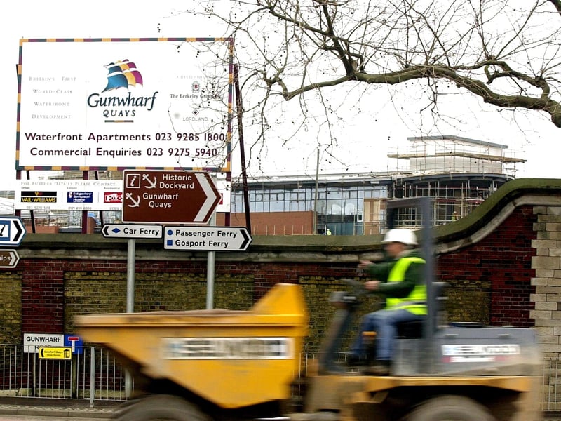 23rd January 2001. Road signs point the way to the Gunwharf Quays development. Picture: Allan Hutchings 010395-1