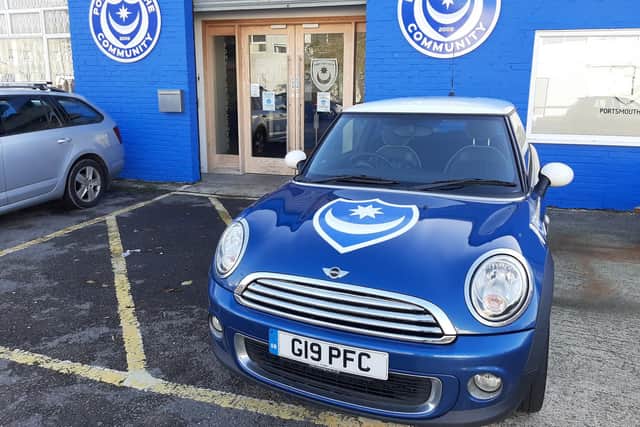 The Mini owned by Pompey in the Community was damaged by vandals