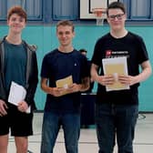Principal James Doherty with three students, L-R -  Alex Higson, Mieszko Polak, Alex Germain, who have all secured places at Oxford or Cambridge. Picture by Matt Scott-Joynt