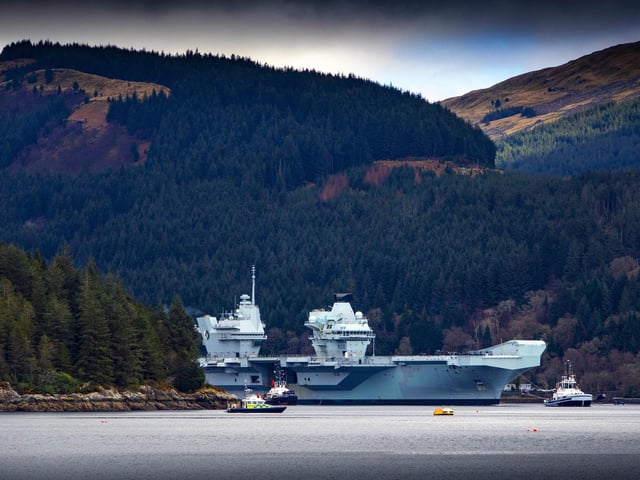 HMS Queen Elizabeth leaving Glen Mallan, Scotland as part of final preparations before her first operational deployment in 2021