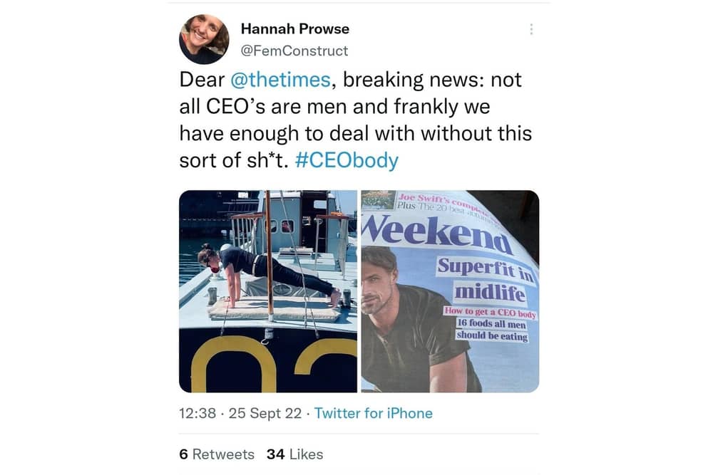 Hannah Prowse, CEO at Portsmouth Naval Base Property Trust, has blasted The Times for sexism in a tweet