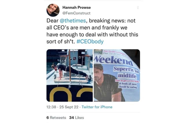 Hannah Prowse, CEO at Portsmouth Naval Base Property Trust, has blasted The Times for sexism in a tweet