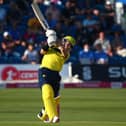 D'Arcy Short smashed Hampshire's fastest ever T20 half-century as they rattled up 187 runs in just 13 overs. Photo by Charlie Crowhurst/Getty Images.