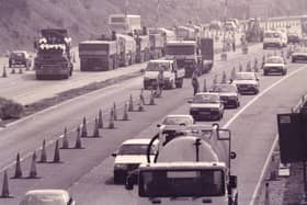 Roadworks continue between Hilsea and Fareham junction on the M27 in July 1995. The News PP4079