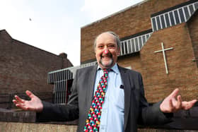 John Dean., who has lung cancer, lost his niece to smoking. Here he is pictured during a Red Nose Day in the hall at St Mark's Church, Derby Road, North End, in which he attempted to read poetry non-stop, despite his cancer. 
Picture: Chris Moorhouse (jpns 090322-36)