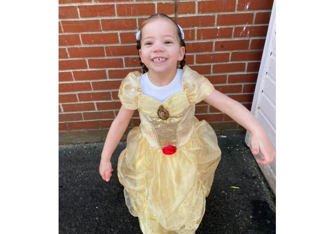 Poppy dressed up as Belle from Beauty and the Beast for World Book Day.