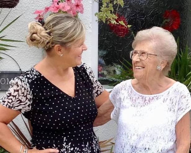 Sam Evans, left, with late mother Dotty Harman. Picture: Supplied