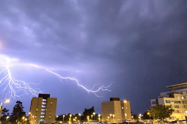 Lightning above Queen Alexandra Hospital in Cosham in 2019. Picture: Marcin Jedrysiak