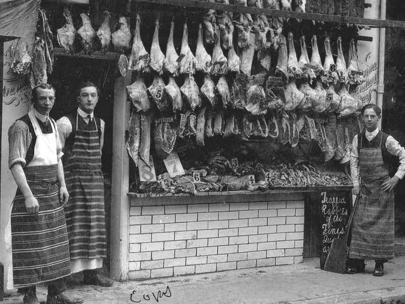 A Portsmouth butchers in the 1920's. We are unsure of exactly where.