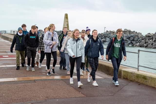 Members of the University of Portsmouth Sailing Club set off on their sponsored walk around the perimiter of Portsmouth. Picture: Mike Cooter (271122)